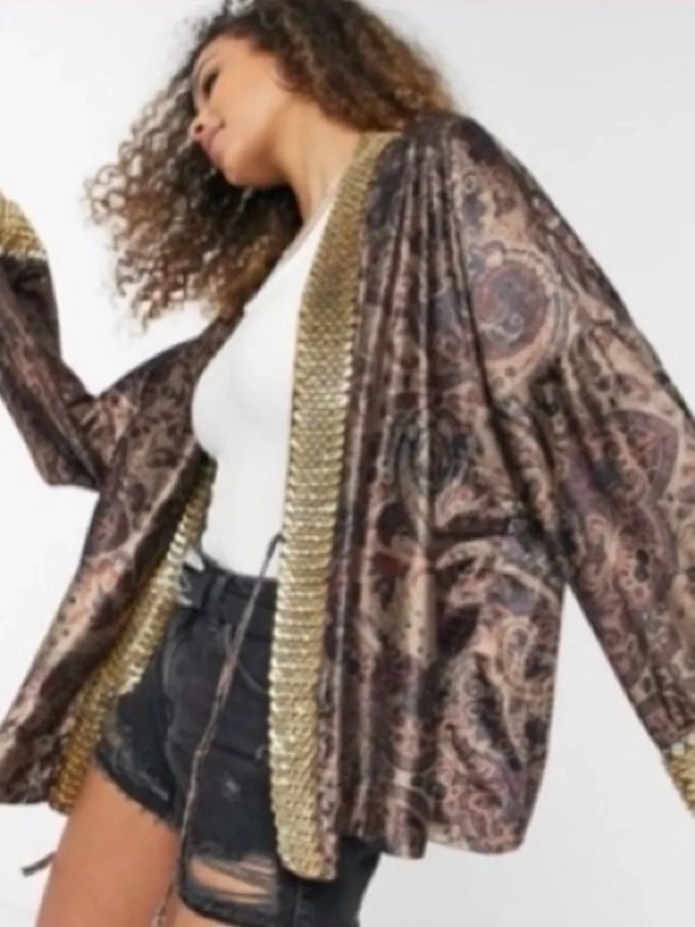 NWT Free People Layla Embellished Kimono Jacket SMALL